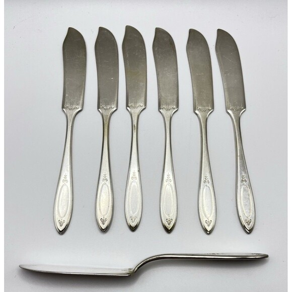 Vintage Oneida Silver Adam Silverplated Butter Knives lot of 7 Community - Picture 3 of 3